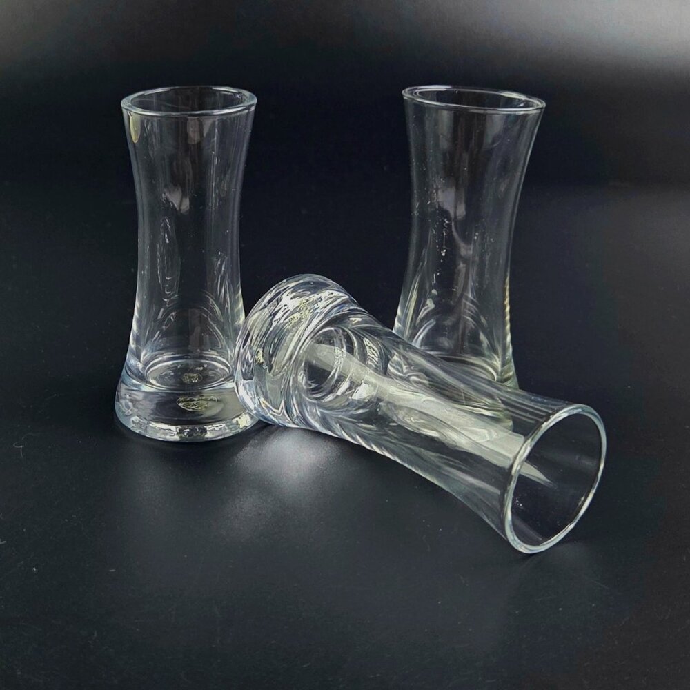 Vintage Clear Shot Glasses - Set of 3 - 3 3/4" Tall